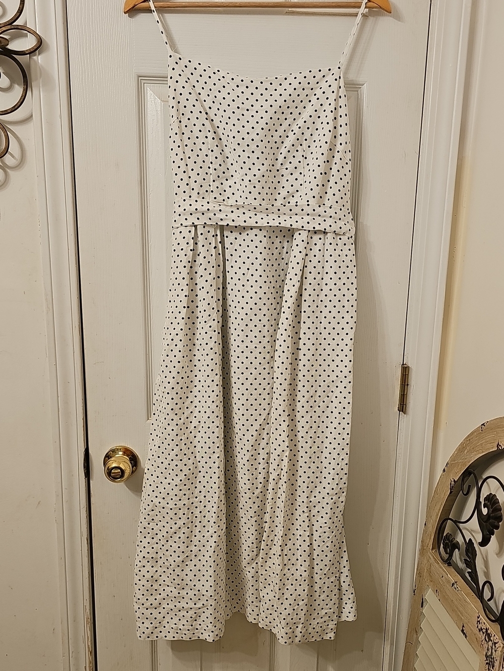 kate spade White with Black Polka Dot Spaghetti-Strap Maxi Dress